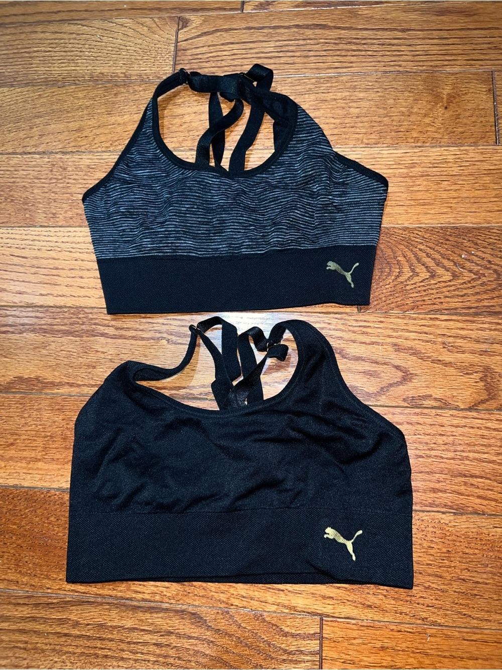 Puma Black and Heathered Gray Sports Bra Duo
